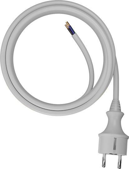 AWTools Netzkabel mit Durchmesser 2x1.5mm² in Weiß Farbe 1m 1Stück