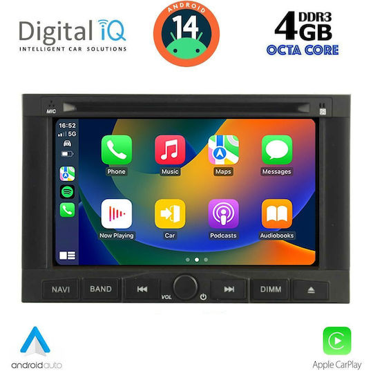 Digital IQ Sistem Audio Auto pentru Peugeot 3008 / Expert Citroen Berlingo 2009-2016 (Bluetooth/USB/AUX/WiFi/GPS/Apple-Carplay/Android-Auto) cu Ecran Tactil 7"