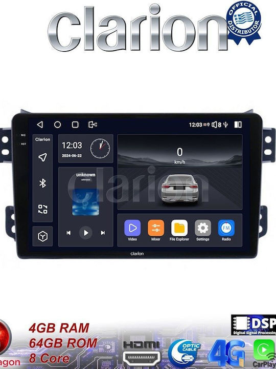Clarion Ηχοσύστημα Αυτοκινήτου για Opel Agila Suzuki Alto 2008> (Bluetooth/USB/WiFi/GPS/Apple-Carplay/Android-Auto)