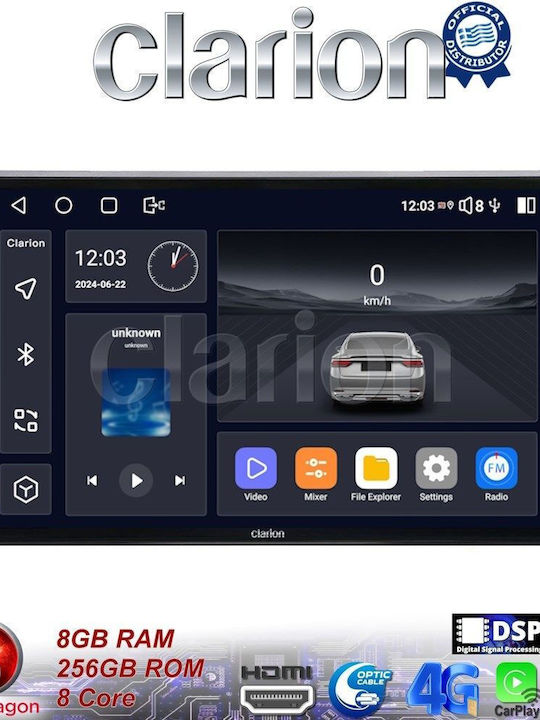 Clarion Auto-Audiosystem für Ford Transit / Tourneo 2018 (Bluetooth/USB/WiFi/GPS/Apple-Carplay/Android-Auto) mit Touchscreen 9"