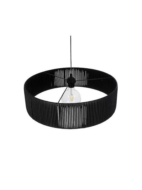 GloboStar Rattan Pendant Light Black Boho with Socket E27 55x55x90cm