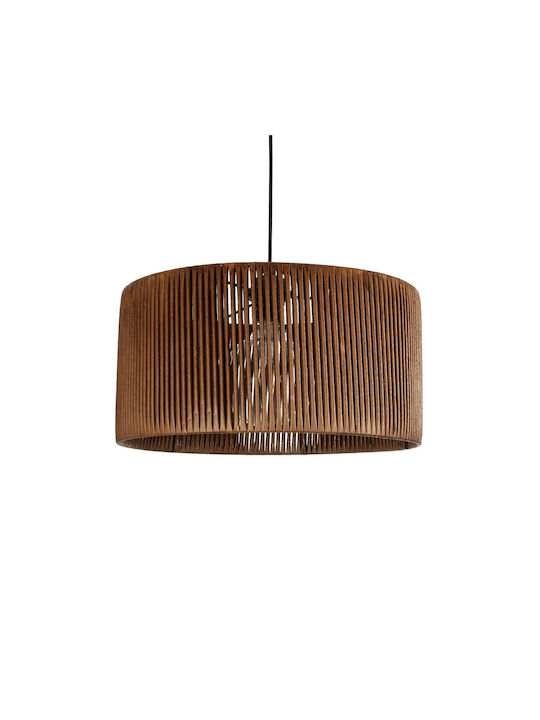 GloboStar Rattan Κρεμαστό Φωτιστικό Καφέ Boho με Ντουί E27 40x40x90εκ.