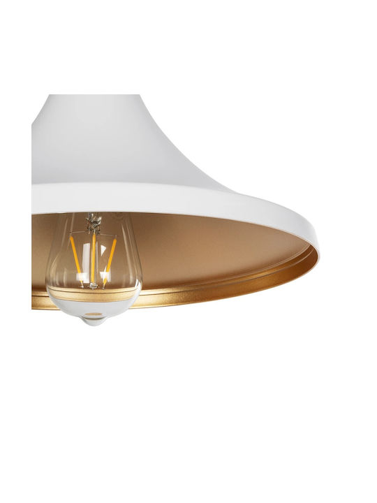 GloboStar Belfry Hängelampe Weiß Glocke mit Fassung E27 29.5x29.5x90cm.