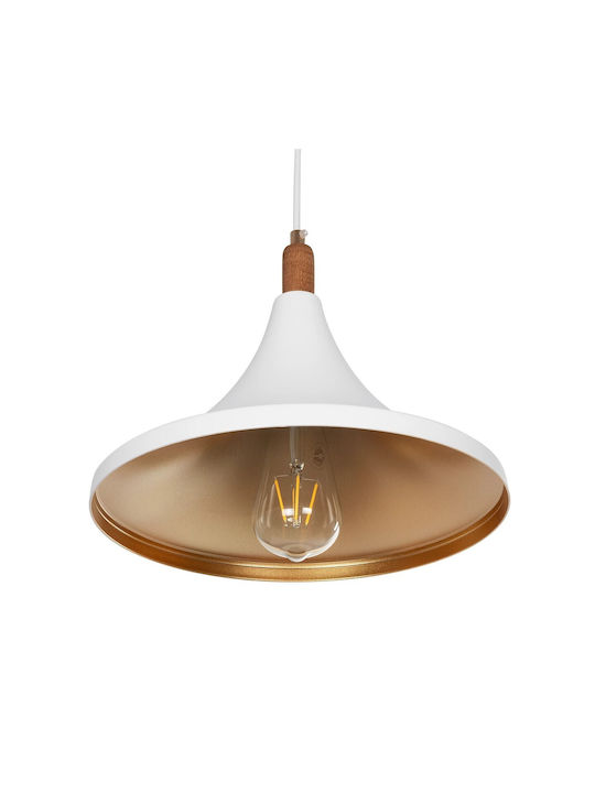 GloboStar Belfry Hängelampe Weiß Glocke mit Fassung E27 29.5x29.5x90cm.