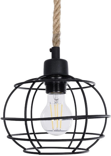 GloboStar Talah Pendant Light Black with Rope for Socket E27 14x14x61.5cm