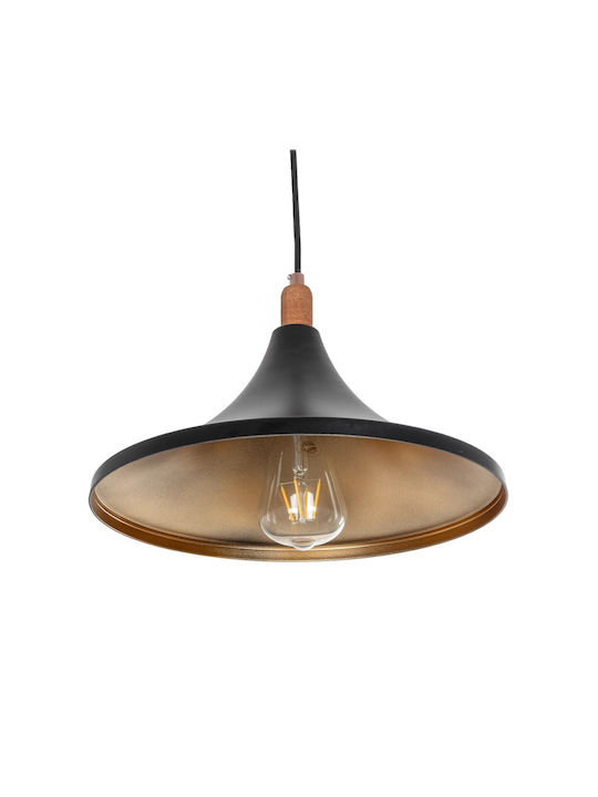 GloboStar Belfry Hängelampe Schwarz Glocke mit Fassung E27 29.5x29.5x90cm.