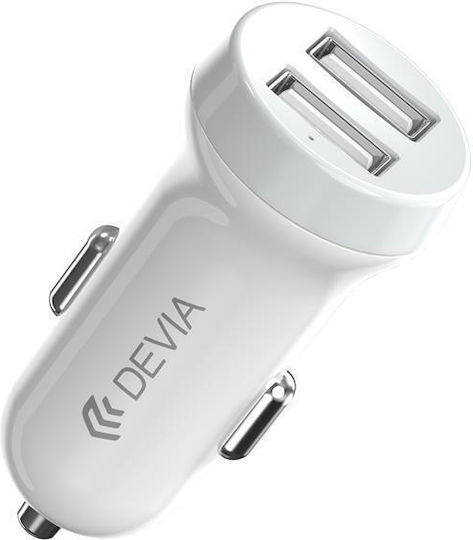 Devia Car Charger 3.1A with Ports: 2xUSB with Cable Lightning White Color