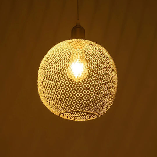 GloboStar Wire Hängelampe Weiß Raster mit Fassung E27 29x29x90cm.