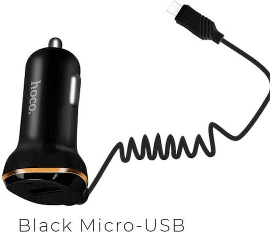 Hoco Auto-Ladegerät 3.4A mit einem Anschluss: 1xUSB mit Kabel Mikro-USB Schwarz Farbe