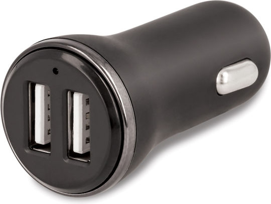 Forever Car Charger 2.4A with Ports: 2xUSB Black Color