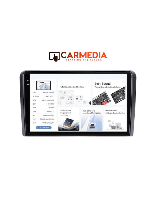 Carmedia Car Audio System for Audi A3 2003-2012 (Bluetooth/USB/WiFi/GPS/Apple-Carplay/Android-Auto) with Touch Screen 9.5"