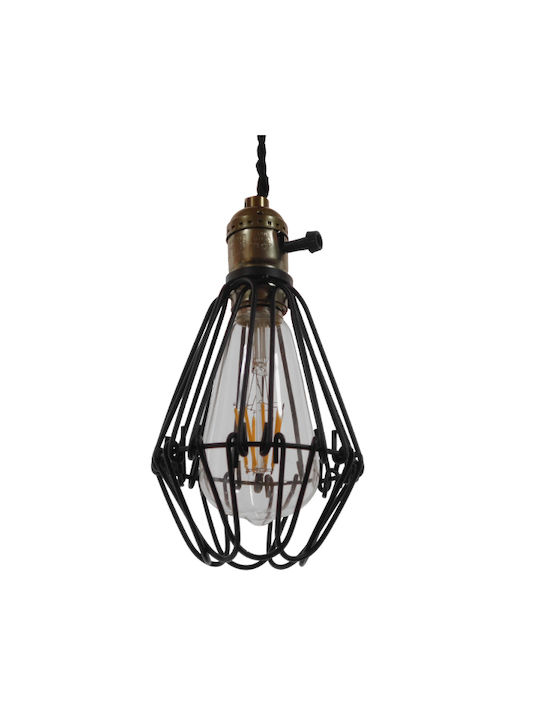 GloboStar Flower Iron Κρεμαστό Φωτιστικό Πορτοκαλί Πλέγμα με Ντουί E27 10x10x20εκ.