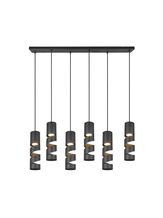 Trio Lighting Pendant Light Black for 6 Bulbs GU10 100x9x150cm