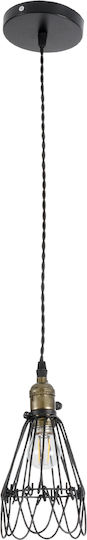 GloboStar Flower Iron Pendant Light Orange Grid with Socket E27 10x10x20cm