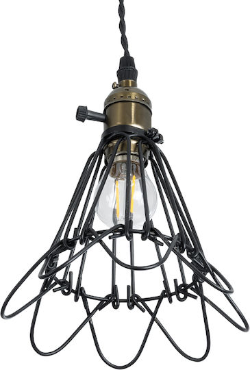 GloboStar Flower Iron Pendant Light Orange Grid with Socket E27 10x10x20cm