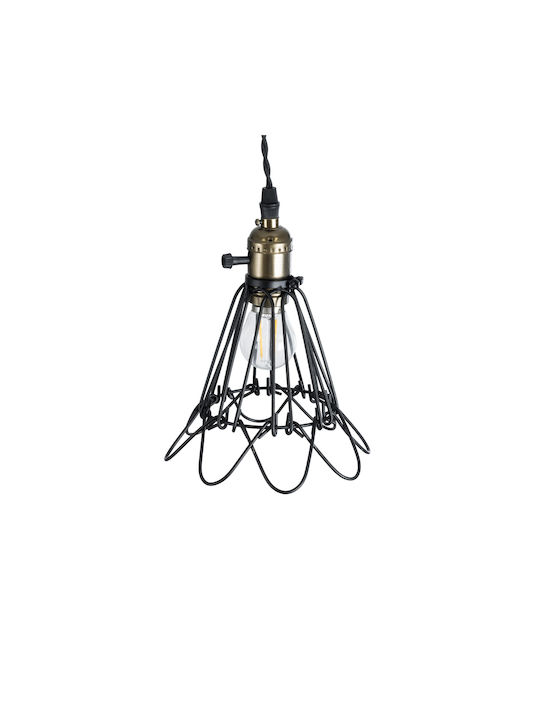 GloboStar Flower Iron Κρεμαστό Φωτιστικό Πορτοκαλί Πλέγμα με Ντουί E27 10x10x20εκ.