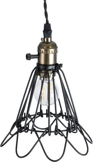 GloboStar Flower Iron Pendant Light Orange Grid with Socket E27 10x10x20cm