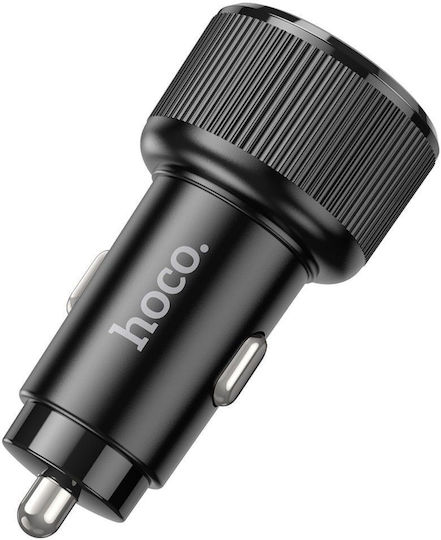 Hoco Qc Pd Încărcător Auto 50W 3A Încărcare Rapidă cu Porturi: 2xType-C Negru Culoare