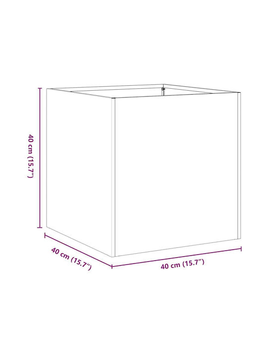 vidaXL Ζαρντινιέρα Μεταλλική Ασημι 40x40x40εκ.
