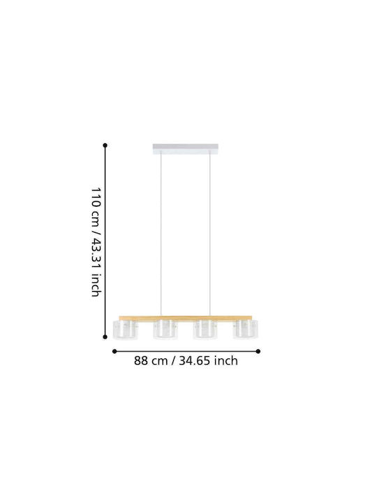 Eglo Κρεμαστό Φωτιστικό Λευκό LED Ράγα 88x15x110εκ.