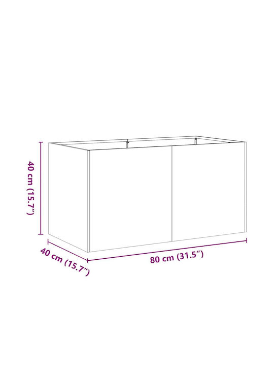 vidaXL Planter Box Metal Silver 80x40x40cm.