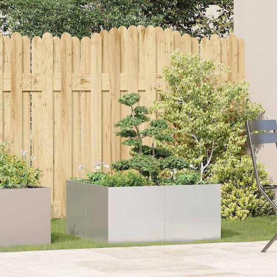 vidaXL Planter Box Metal Silver 80x80x40cm.