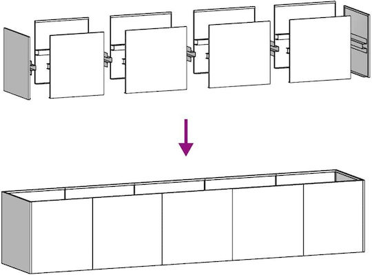 vidaXL Planter Box Metal Silver 200x40x40cm.