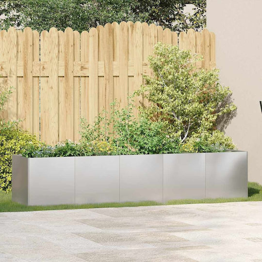 vidaXL Planter Box Metal Silver 200x40x40cm.