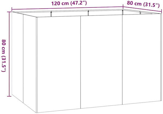 vidaXL Ζαρντινιέρα Μεταλλική Ασημι 120x80x80εκ.