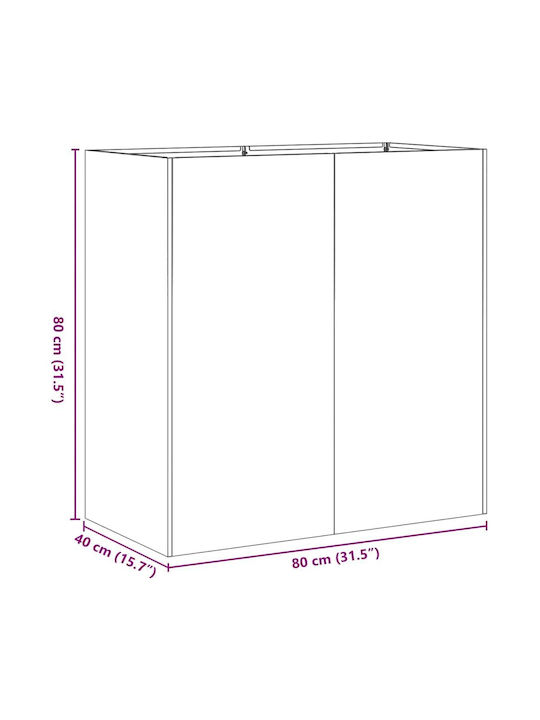 vidaXL Metallischer Blumenkasten Silber 80x40x80cm