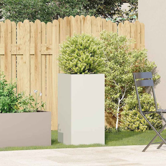 vidaXL Ζαρντινιέρα Μεταλλική Λευκή 40x40x80εκ.