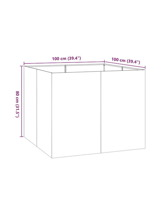 vidaXL Ζαρντινιέρα Μεταλλική Ασημι 100x100x80εκ.