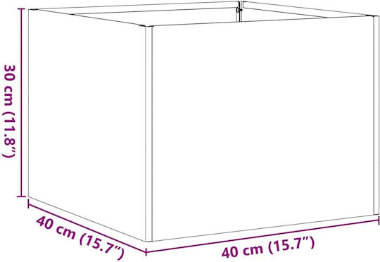 vidaXL Ζαρντινιέρα Μεταλλική Ασημι 40x40x30εκ.