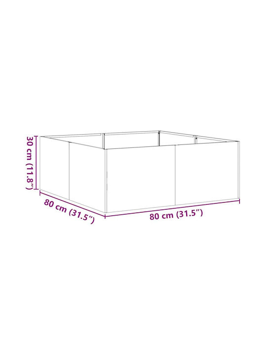 vidaXL Кутия за саксии Метал Silver 80x80x30см.