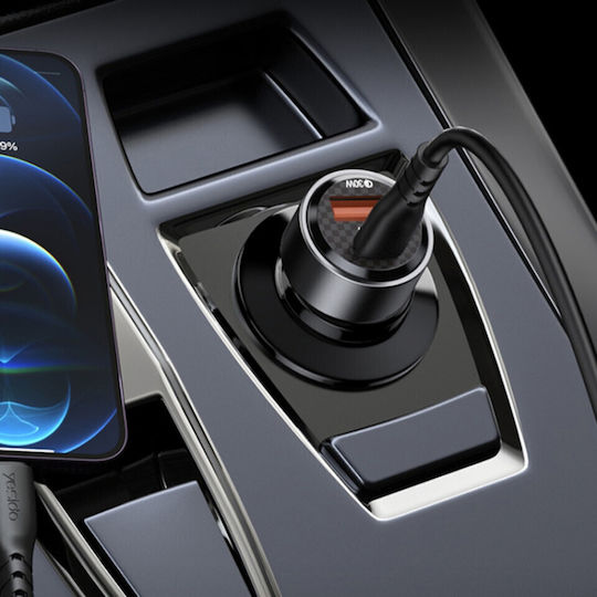 Yesido Автомобилен Зарядно Устройство 60W С Бързо Зареждане С Портове 1xUSB-A 1xType-C С Type-C Кабел Черен Цвят