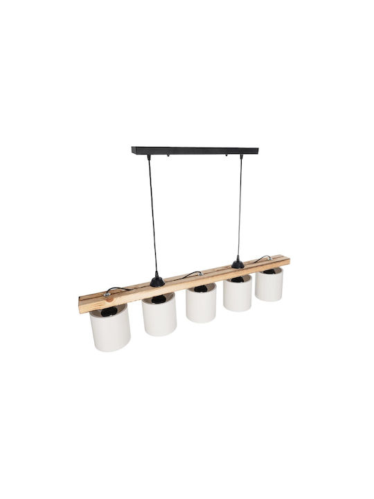 GloboStar Pendant Light White Rail for 5 Bulbs E27 100x15x73cm
