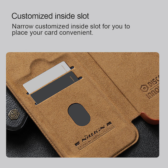 Nillkin Qin Prop Plain Buchen Sie Leder Schwarz (iPhone 17 Pro / iPhone 16 Pro)