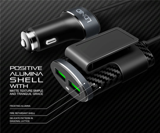 Car Charger Black with Ports: 4xUSB