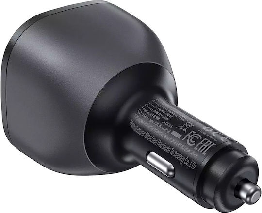 Acefast Acefast Auto-Ladegerät 165W 5A Schnellladen mit Anschlüssen: 1xUSB 1xType-C 1xLeichter Schwarz Farbe