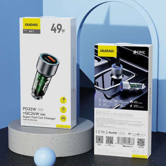 Dudao Dudao Handy-Autoladegerät 30W 5A mit 1xUSB 1xType-C Gray Farbe