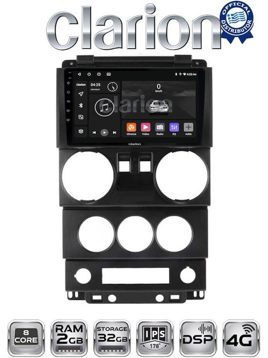 Clarion Car Audio System for Jeep Wrangler 2007 > 2011 (Bluetooth/USB/WiFi/GPS) with Touch Screen 9"