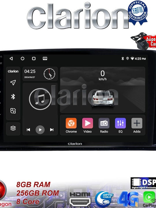 Clarion Auto-Audiosystem für Mercedes-Benz R-Klasse 2006>2014 (Bluetooth/USB/WiFi/GPS/Apple-Carplay/Android-Auto) mit Touchscreen 9"