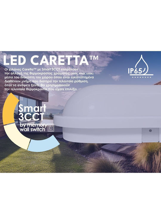 Elvhx Επιτοίχια Χελώνα Εξωτερική LED 15W με Ρυθμιζόμενο Λευκό Φως