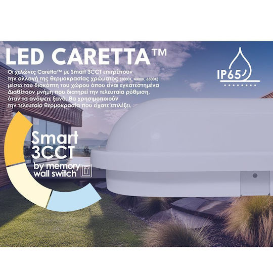 Elvhx Επιτοίχια Χελώνα Εξωτερική LED 15W με Ρυθμιζόμενο Λευκό Φως