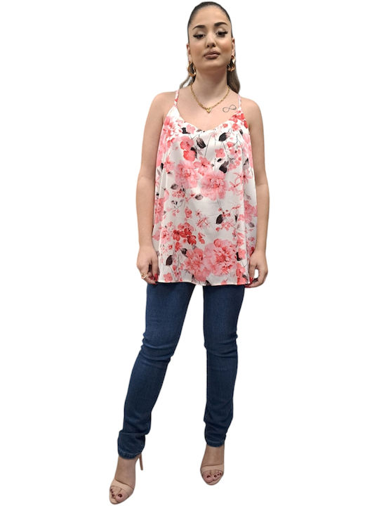 Bluze Damă cu Bretele Verii Floral Roz