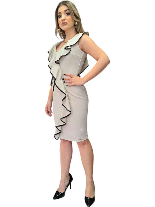Summer Midi Dress for Wedding / Baptism Beige