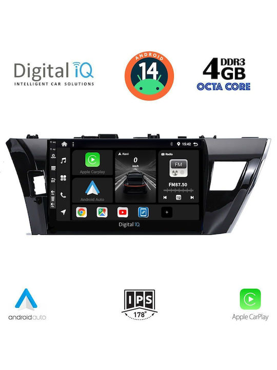 Digital IQ Car Audio System for Toyota Corolla 2013-2016 (Bluetooth/USB/WiFi/GPS/Apple-Carplay/Android-Auto) with Touch Screen 10"