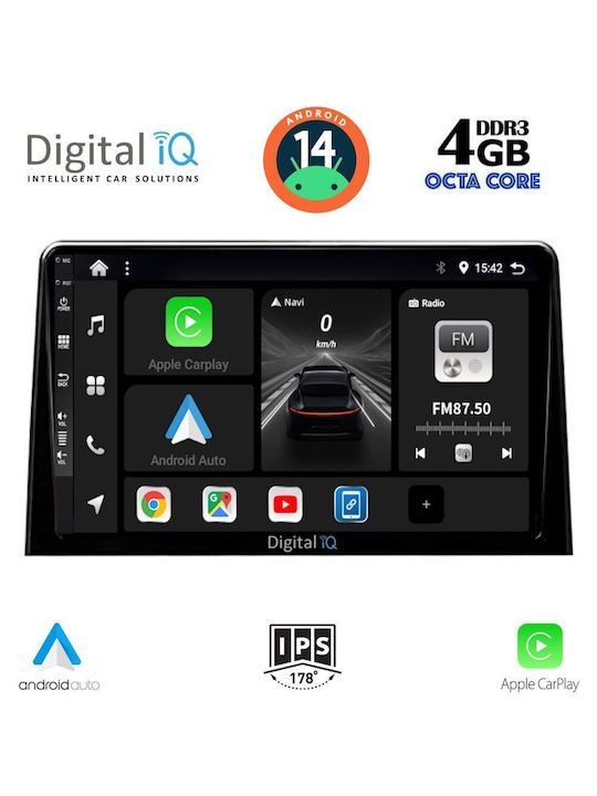 Digital IQ Car Audio System for Peugeot Partner Opel Combo Toyota Proace Citroen Berlingo 2018 (Bluetooth/USB/WiFi/GPS/Apple-Carplay/Android-Auto) with Touch Screen 10"