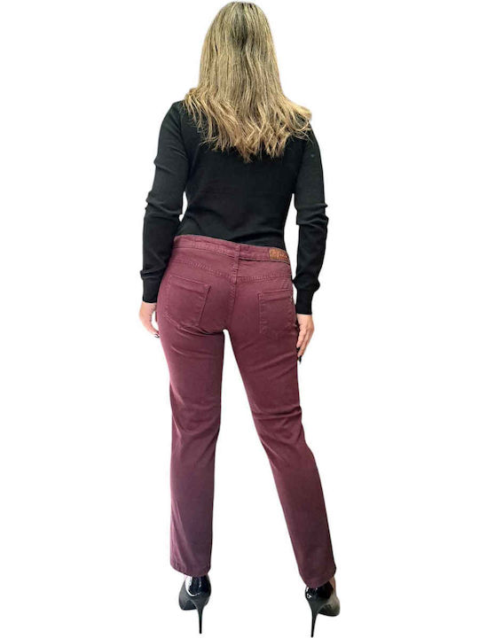 MISS MISS JEANS WITH CUTS BURGUNDY