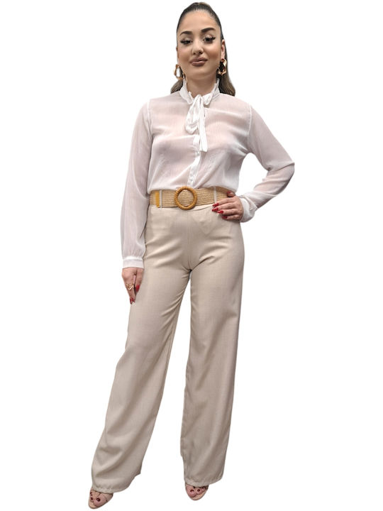Damen Stoff Hose Beige